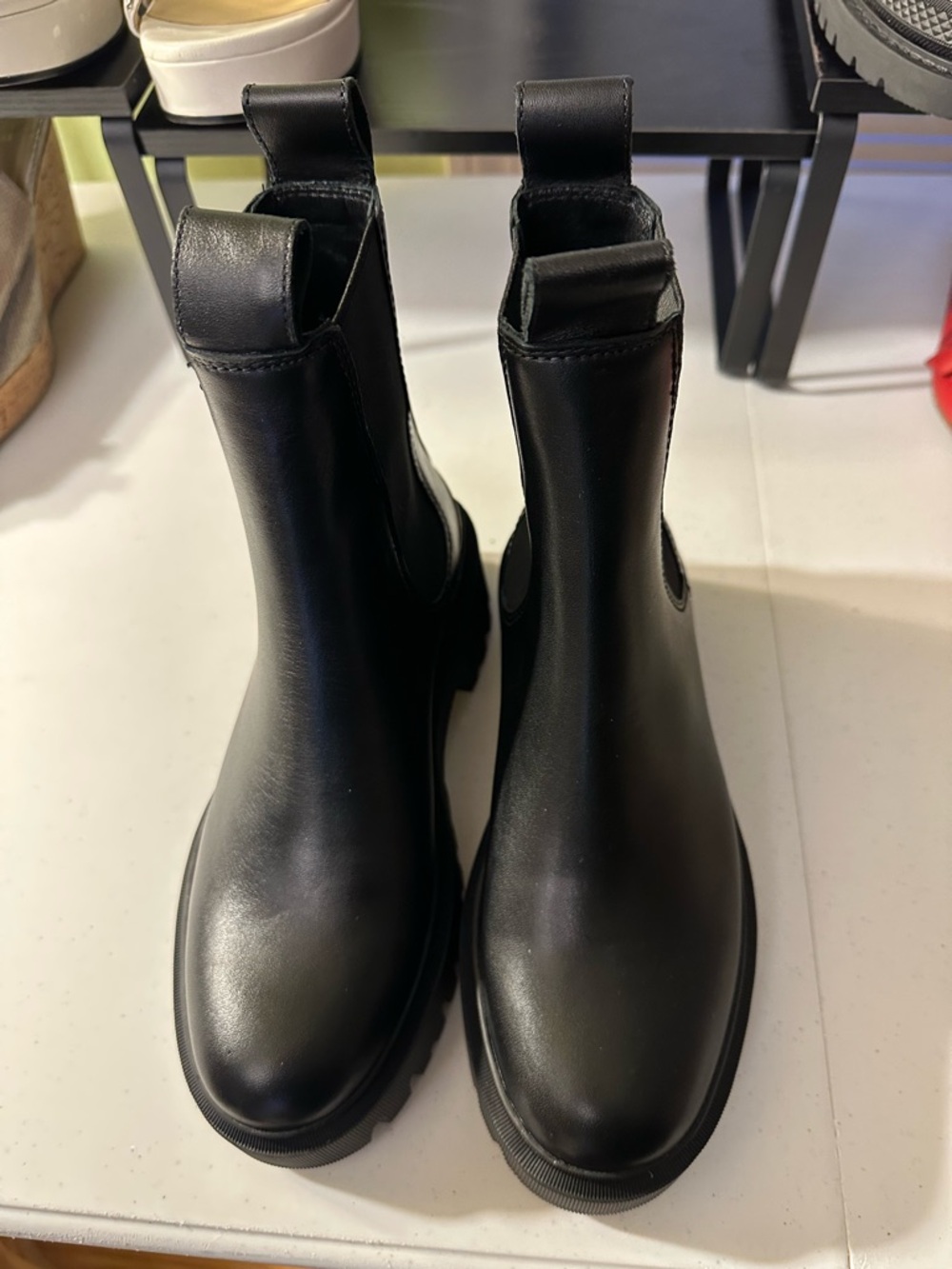Maje Chelsea Black Lug Sole Boots New Sz 36 5.5